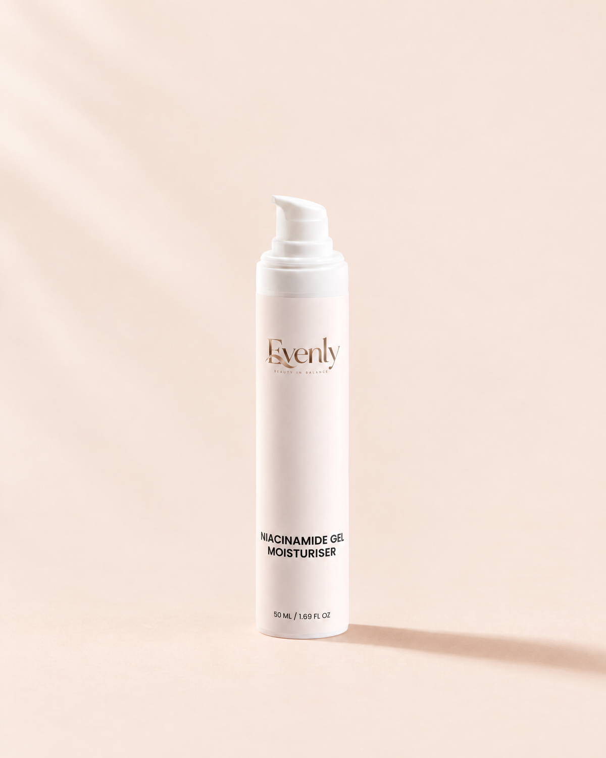 Evenly Night Cream 50ml airless pump bottle on a warm cream background